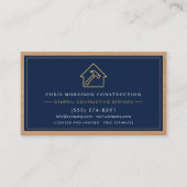Carte De Visite Code QR de l'entrepreneur général bleu marine en b (Devant)