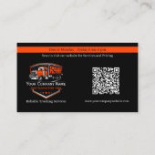 Carte De Visite Code QR de l'entreprise de camionnage professionne (Dos)
