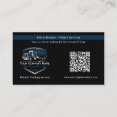 Carte De Visite Code QR de l'entreprise de camionnage professionne (Dos)