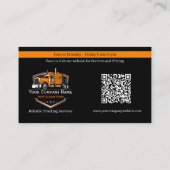 Carte De Visite Code QR de l'entreprise de camionnage professionne (Dos)