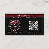 Carte De Visite Code QR de l'entreprise de camionnage professionne (Dos)