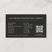 Carte De Visite Code QR de l'entreprise de construction  (Dos)