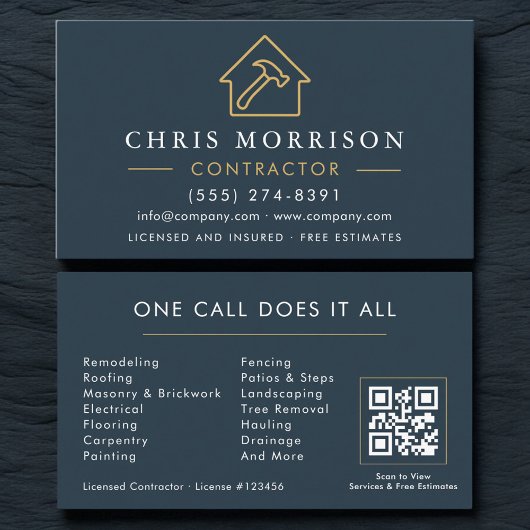 Carte De Visite Code QR de l'entreprise de construction