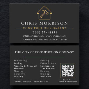 Carte De Visite Code QR de l'entreprise de construction 