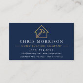 Carte De Visite Code QR de l'entreprise de construction bleu marin (Devant)