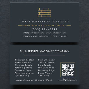 Carte De Visite Code QR de l'entreprise de maçonnerie professionne