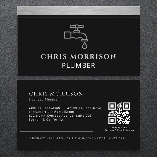 Carte De Visite Code QR de l'entreprise de plomberie