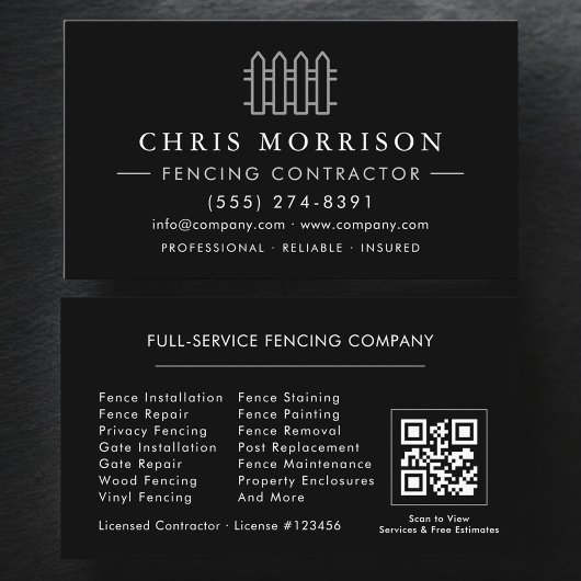 Carte De Visite Code QR de l'entreprise de services de clôture