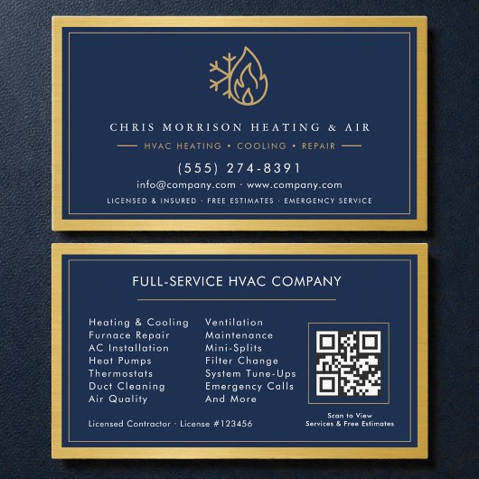 Carte De Visite Code QR de l'entreprise de techniciens CVC