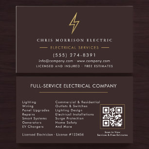 Carte De Visite Code QR de l'entreprise entrepreneur électricien m