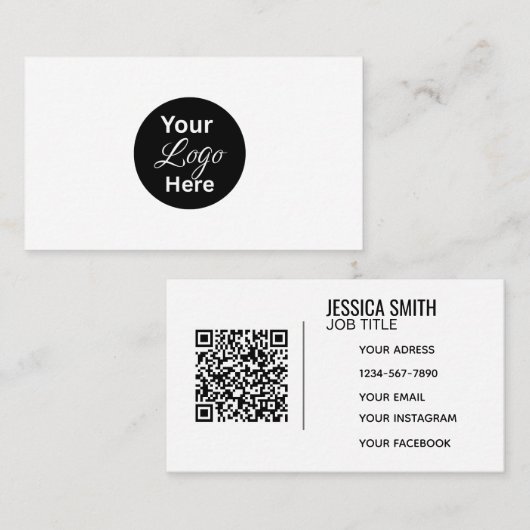 Carte De Visite Code QR de l'entreprise professionnelle minimalist (Devant / Derrière)