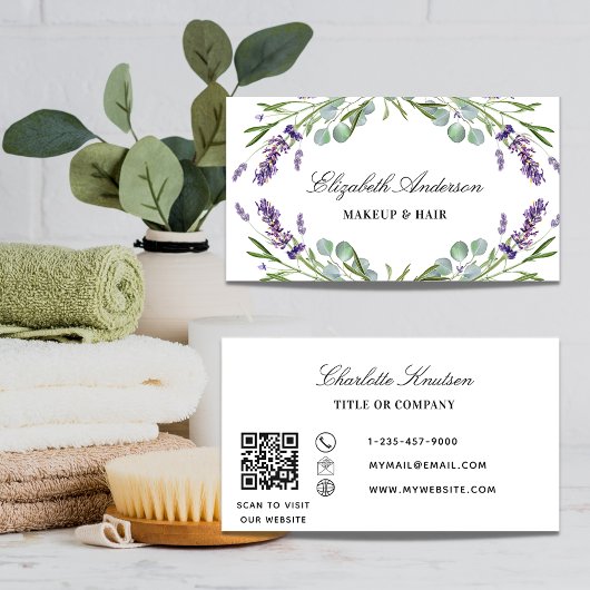 Carte De Visite Code QR de l'eucalyptus de lavande