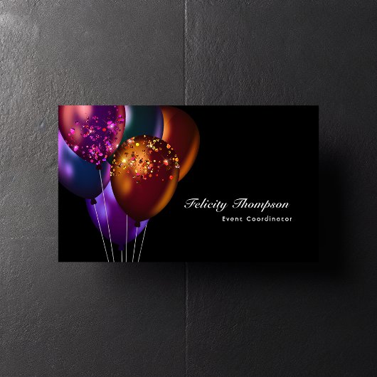 Carte De Visite Code QR de l'événement de ballons iridescents fonc