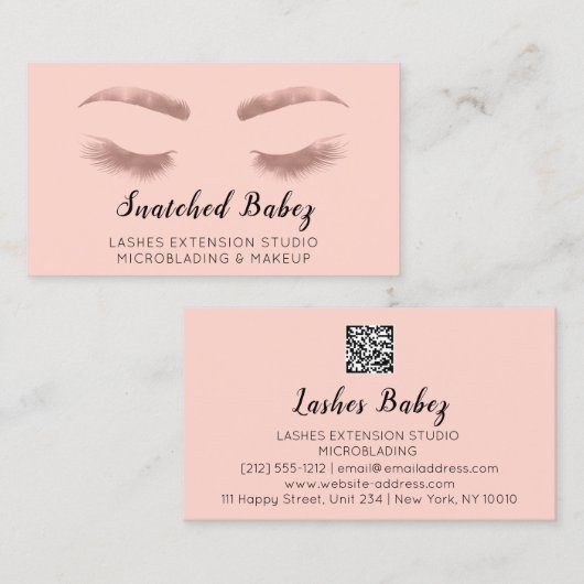 Carte De Visite Code QR de l'extension Eyelash maquillage microlam (Devant / Derrière)