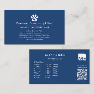 Carte De Visite Code QR de l'hôpital vétérinaire / animalier