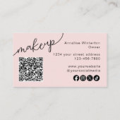 Carte De Visite Code QR de l'icône sociale de script rose Blush Ph (Dos)