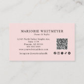Carte De Visite Code QR de l'icône sociale de script rose Blush Ph (Dos)