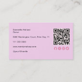 Carte De Visite Code QR de l'icône sociale holographique rose Maqu (Dos)