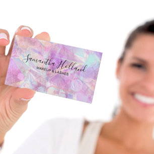 Carte De Visite Code QR de l'icône sociale holographique rose Maqu