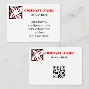Carte De Visite Code QR de lignes noires et rouges abstraites mode