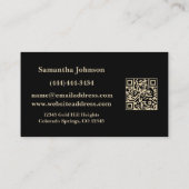 Carte De Visite Code QR de l'immobilier à clé dorée sur fond noir (Dos)