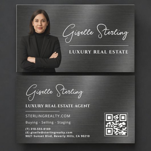 Carte De Visite Code QR de l'immobilier Métalisé