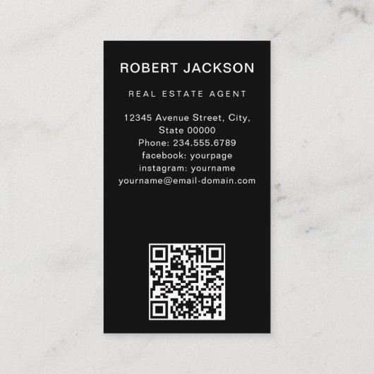 Carte De Visite Code QR de l'immobilier moderne Realtor (Dos)