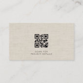 Carte De Visite Code QR de lin neutre de luxe pour architecte (Dos)