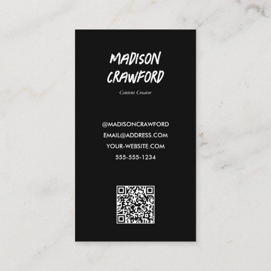 Carte De Visite Code QR de l'influence des médias sociaux (Dos)