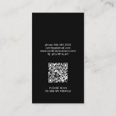 Carte De Visite Code QR de l'influent photo de média social noir (Dos)