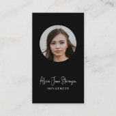 Carte De Visite Code QR de l'influent photo de média social noir (Devant)