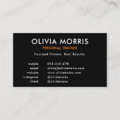 Carte De Visite Code QR de l'instructeur de fitness moderne minima (Dos)
