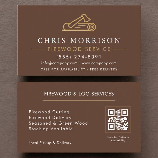 Carte De Visite Code QR de livraison de bois de chauffage