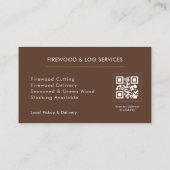 Carte De Visite Code QR de livraison de bois de chauffage (Dos)