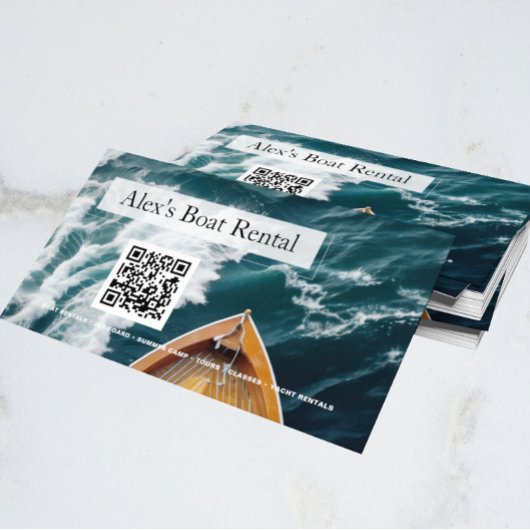 Carte De Visite Code QR de location de bateau moderne classique un