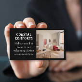 Carte De Visite Code QR de location de vacances Black moderne