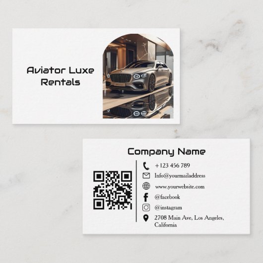 Carte De Visite Code QR de location et vente de voitures Premium A (Devant / Derrière)