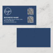 Carte De Visite Code QR de logo bleu marine professionnel moderne (Devant / Derrière)