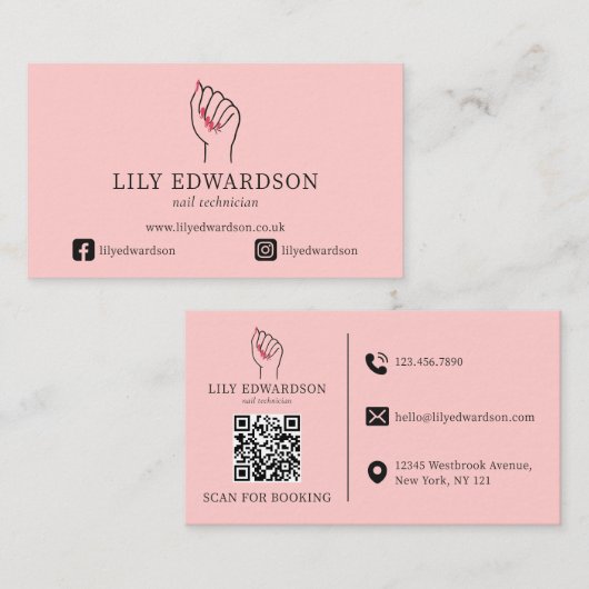 Carte De Visite Code QR de Logo d'Artiste Technicienne de Vernis à (Devant / Derrière)