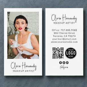 Carte De Visite Code QR de Logo de Photo d'Artiste Maquilleur Mode