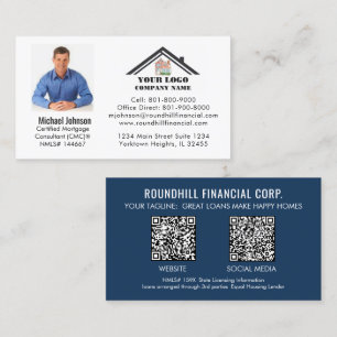 Carte De Visite Code QR de logo de photo de prêt professionnel