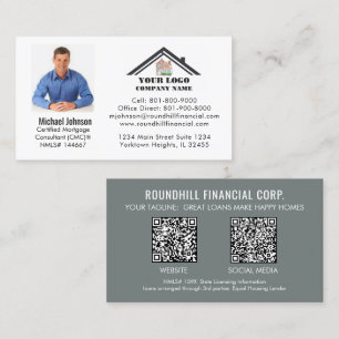 Carte De Visite Code QR de logo de photo de prêt professionnel