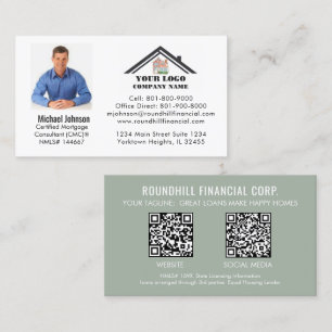 Carte De Visite Code QR de logo de photo de prêt professionnel