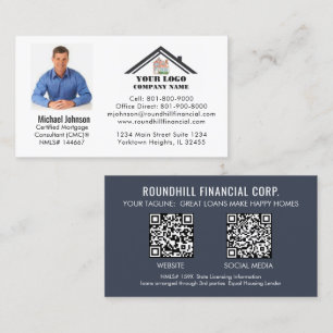 Carte De Visite Code QR de logo de photo de prêt professionnel