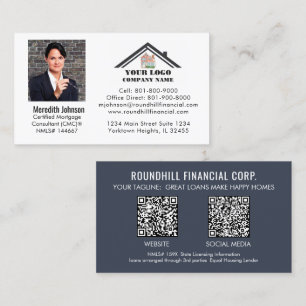 Carte De Visite Code QR de logo de photo de prêt professionnel