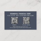 Carte De Visite Code QR de logo de photo de prêt professionnel (Dos)