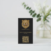 Carte De Visite Code QR de logo de salon de coiffure Golden Beaver (Debout devant)