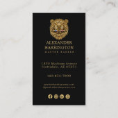 Carte De Visite Code QR de logo de salon de coiffure Golden Beaver (Dos)