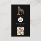 Carte De Visite Code QR de logo de salon de coiffure Mustang Bronz (Devant)