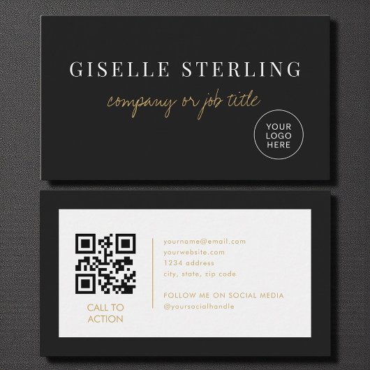 Carte De Visite Code QR de logo de société minimaliste professionn